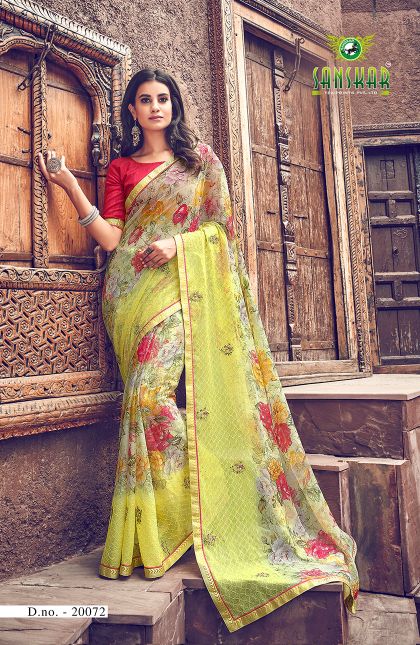 Sanskar  By Nynan  Vol 5 Running Wear Georgette Worked Saree