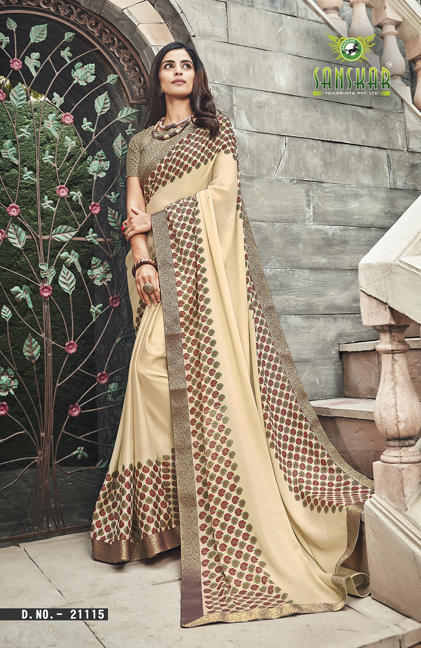 Sanskar By  Nyssa Running Wear Crape Silk Printed Saree