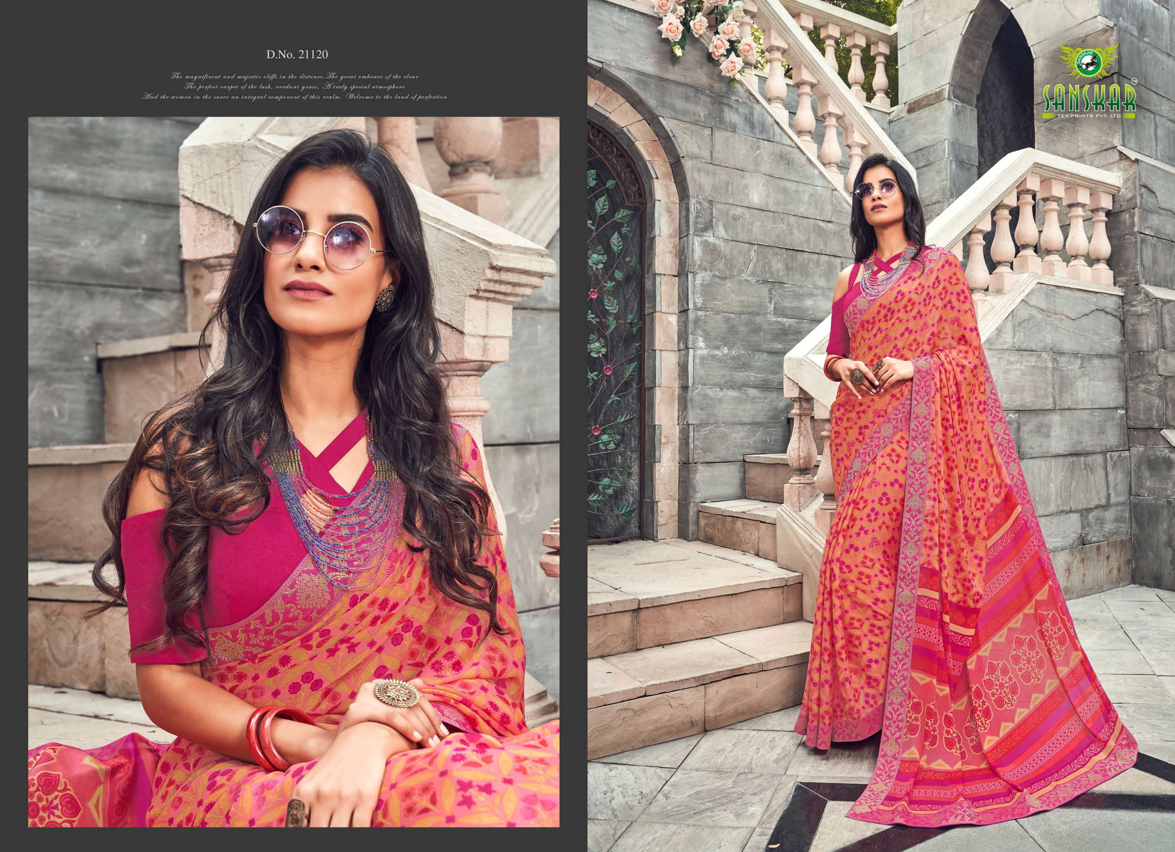 Sanskar By  Nyssa Running Wear Crape Silk Printed Saree