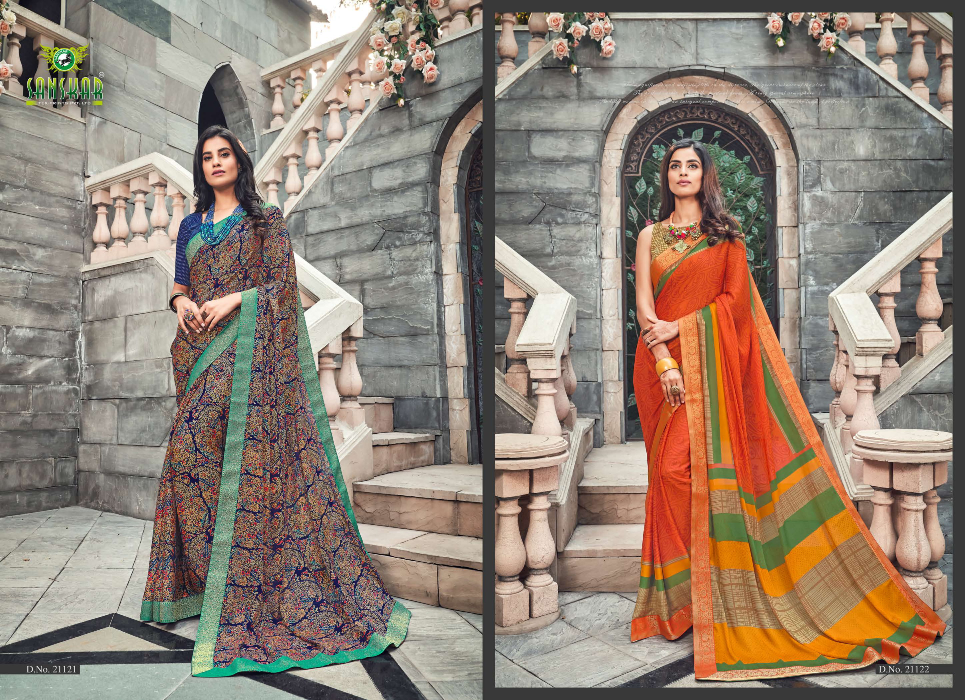 Sanskar By  Nyssa Running Wear Crape Silk Printed Saree