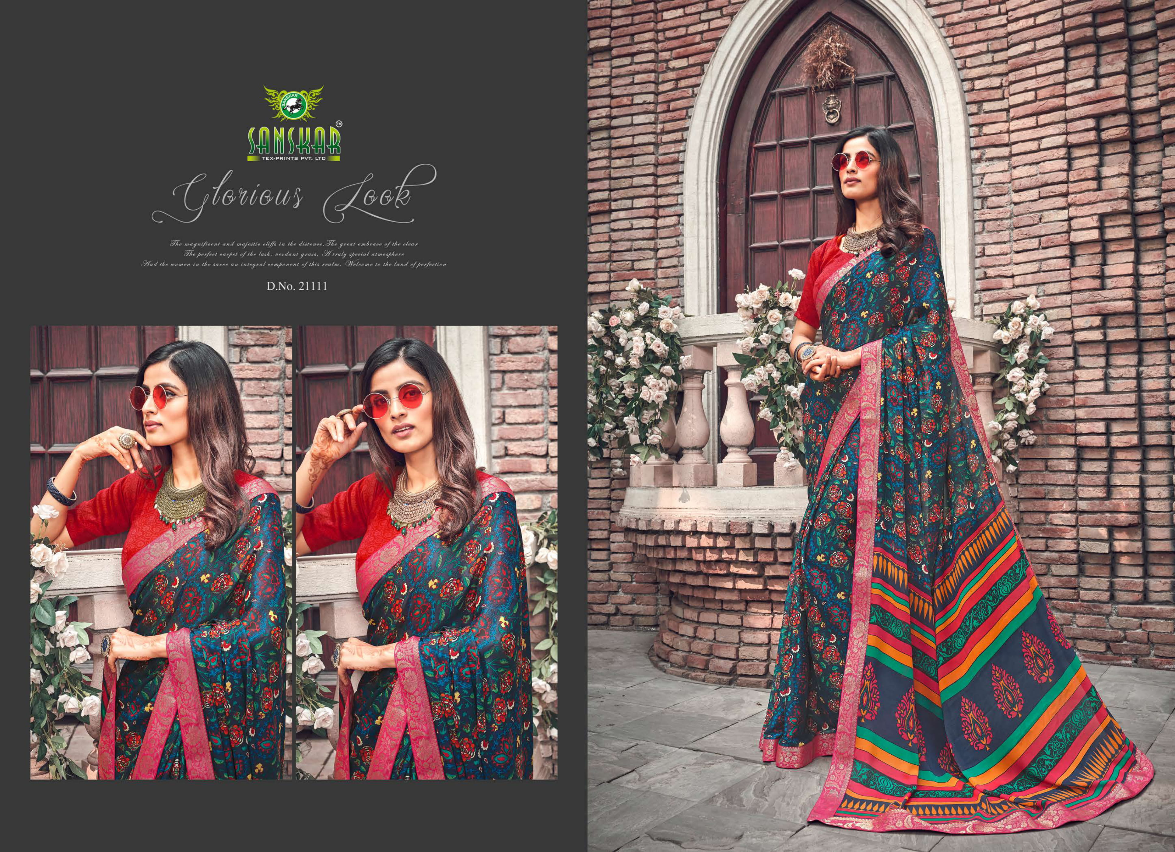 Sanskar By  Nyssa Running Wear Crape Silk Printed Saree