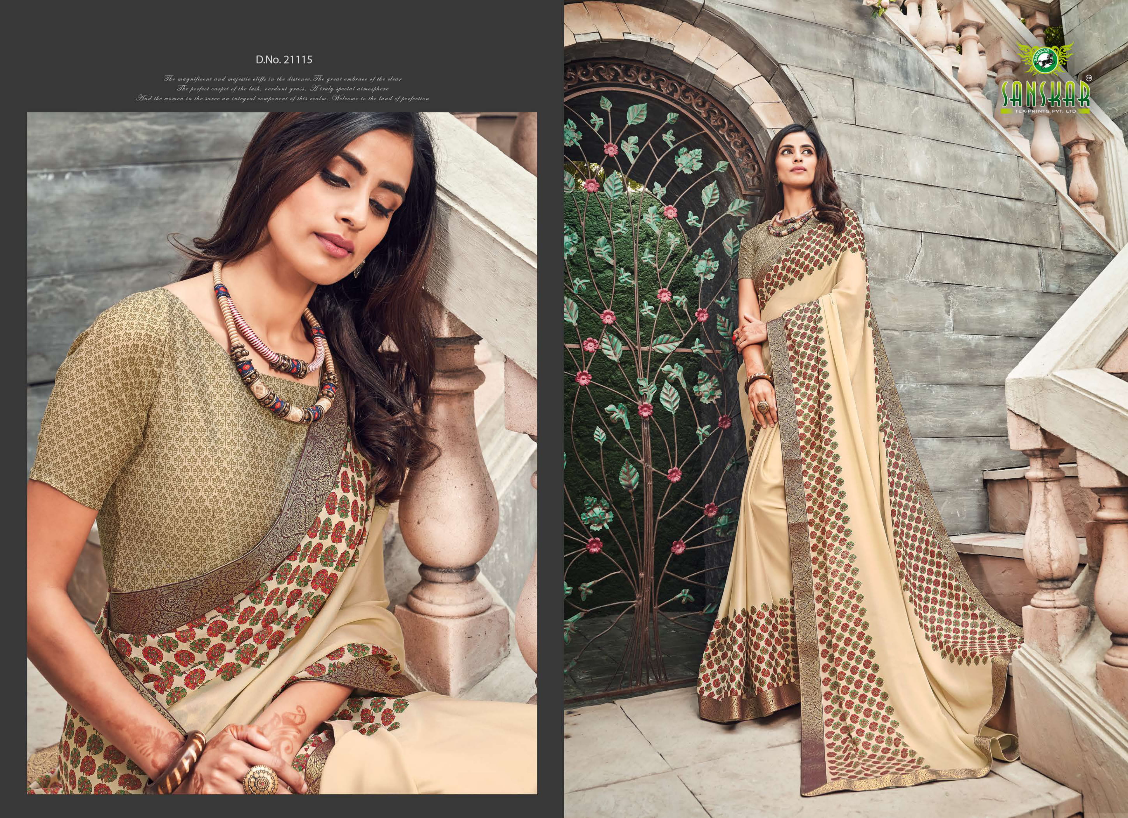 Sanskar By  Nyssa Running Wear Crape Silk Printed Saree