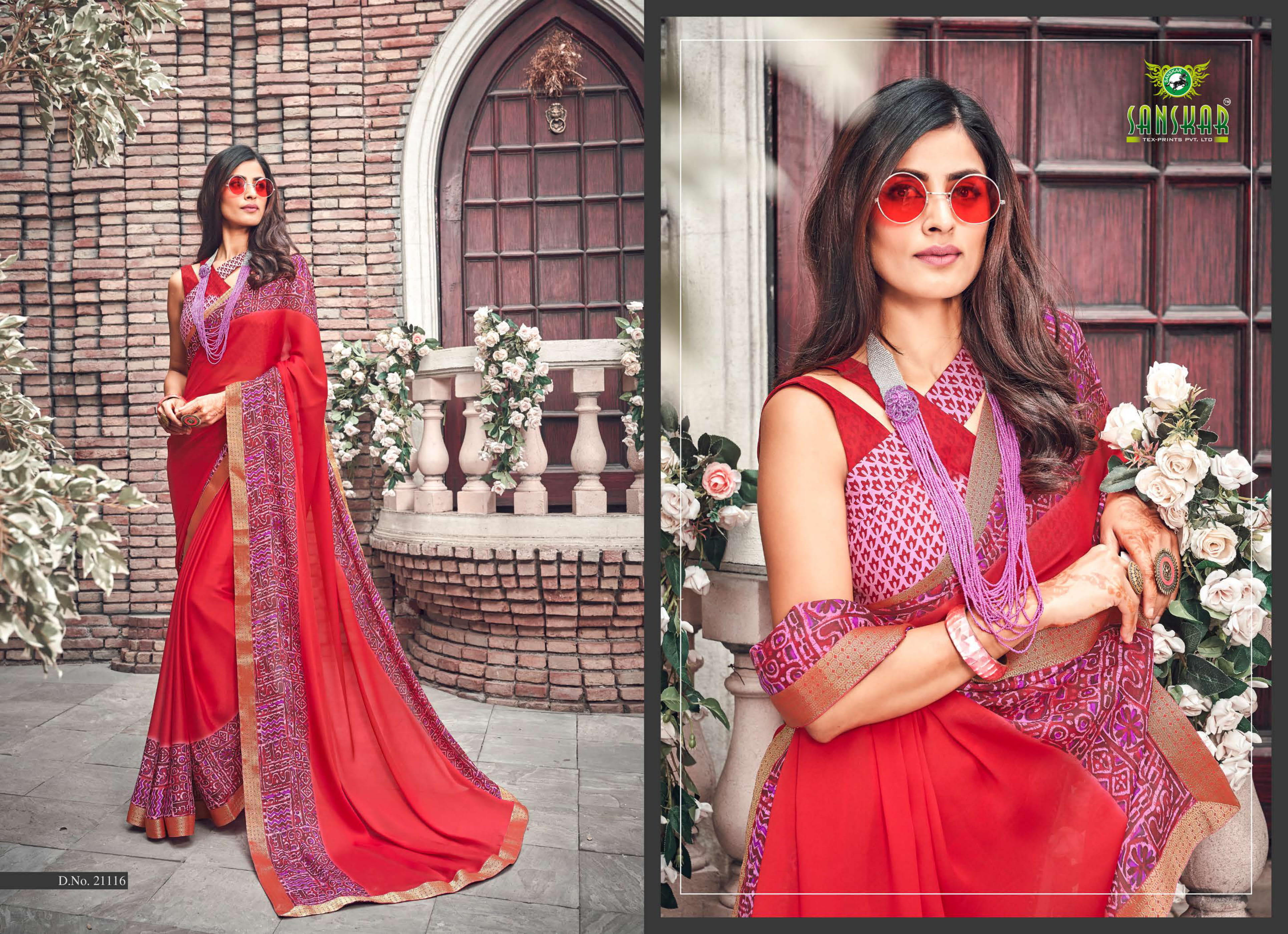 Sanskar By  Nyssa Running Wear Crape Silk Printed Saree