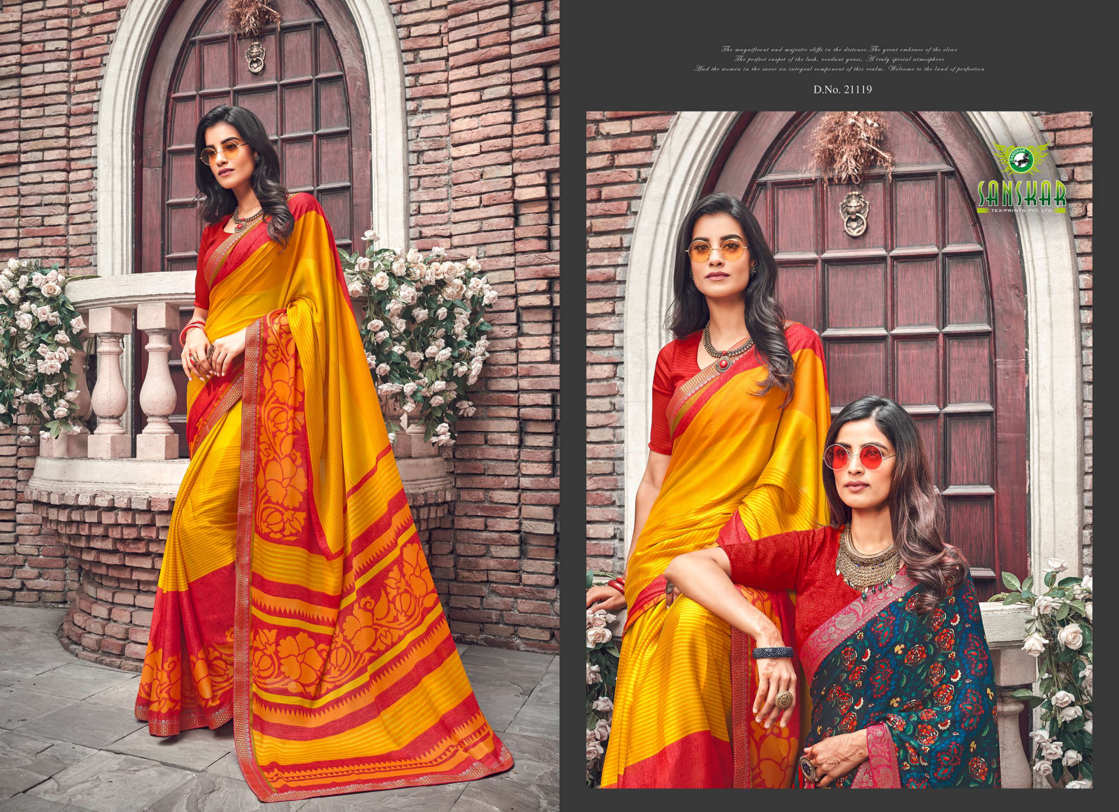 Sanskar By  Nyssa Running Wear Crape Silk Printed Saree