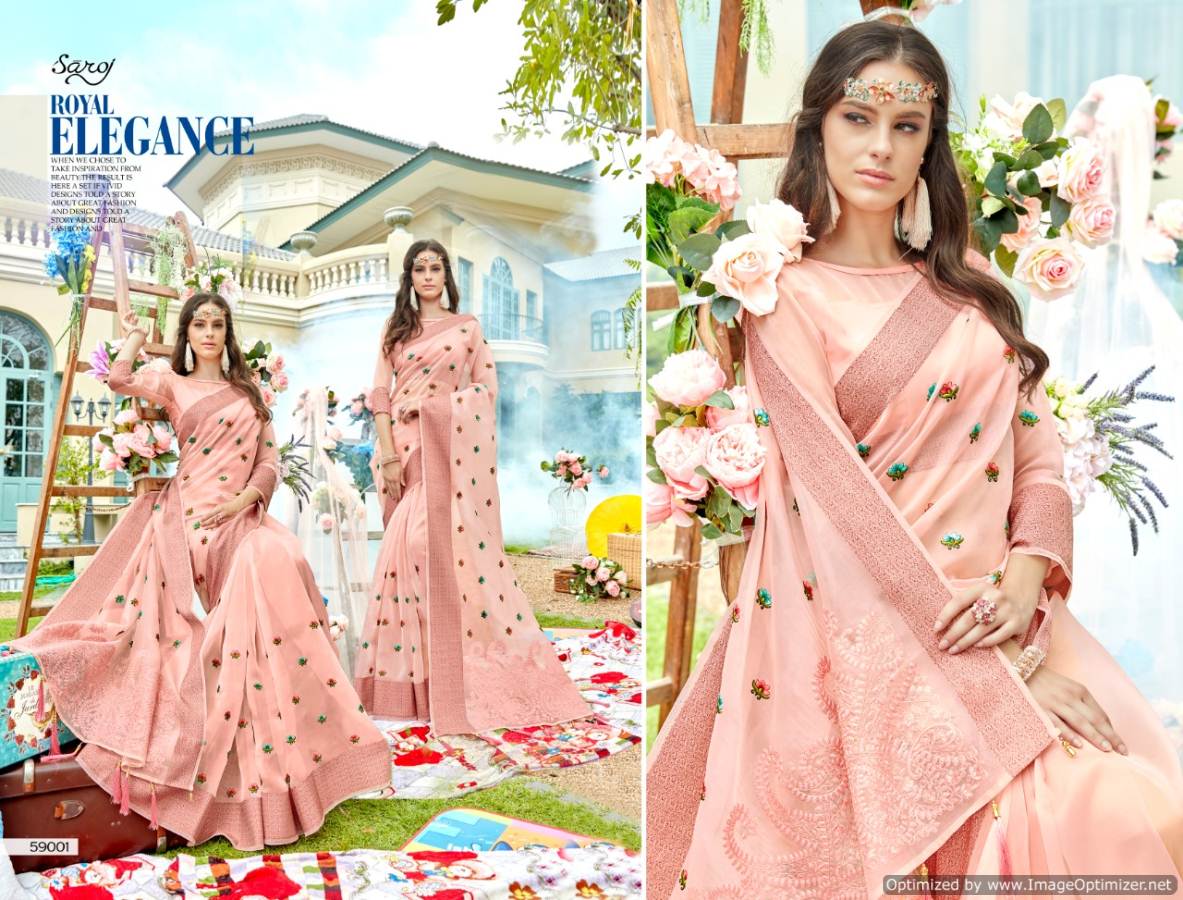 Saroj By Jamini Organza Designer Sarees Catalogue