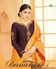Y.c  By Banarasi 4 Designer Satin Georgette Salwar Suits