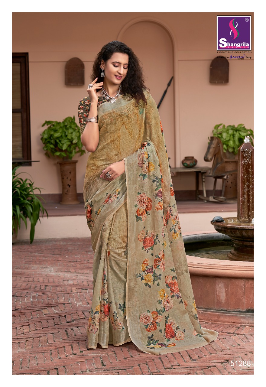 Shangrilla Present Digital Linen Vol 3 Sarees Catalogue