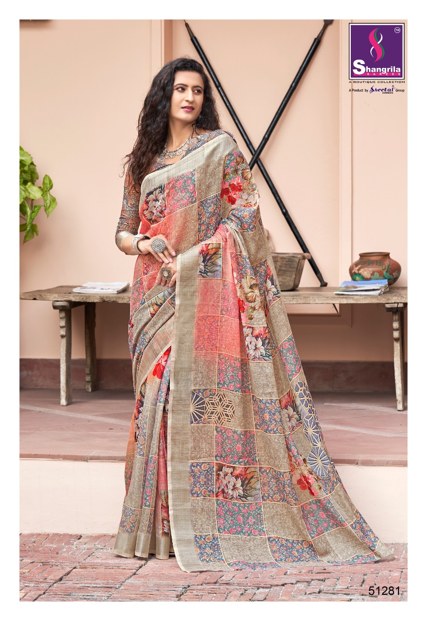 Shangrilla Present Digital Linen Vol 3 Sarees Catalogue