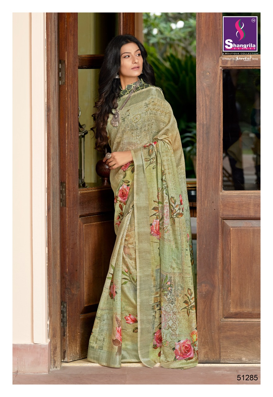 Shangrilla Present Digital Linen Vol 3 Sarees Catalogue