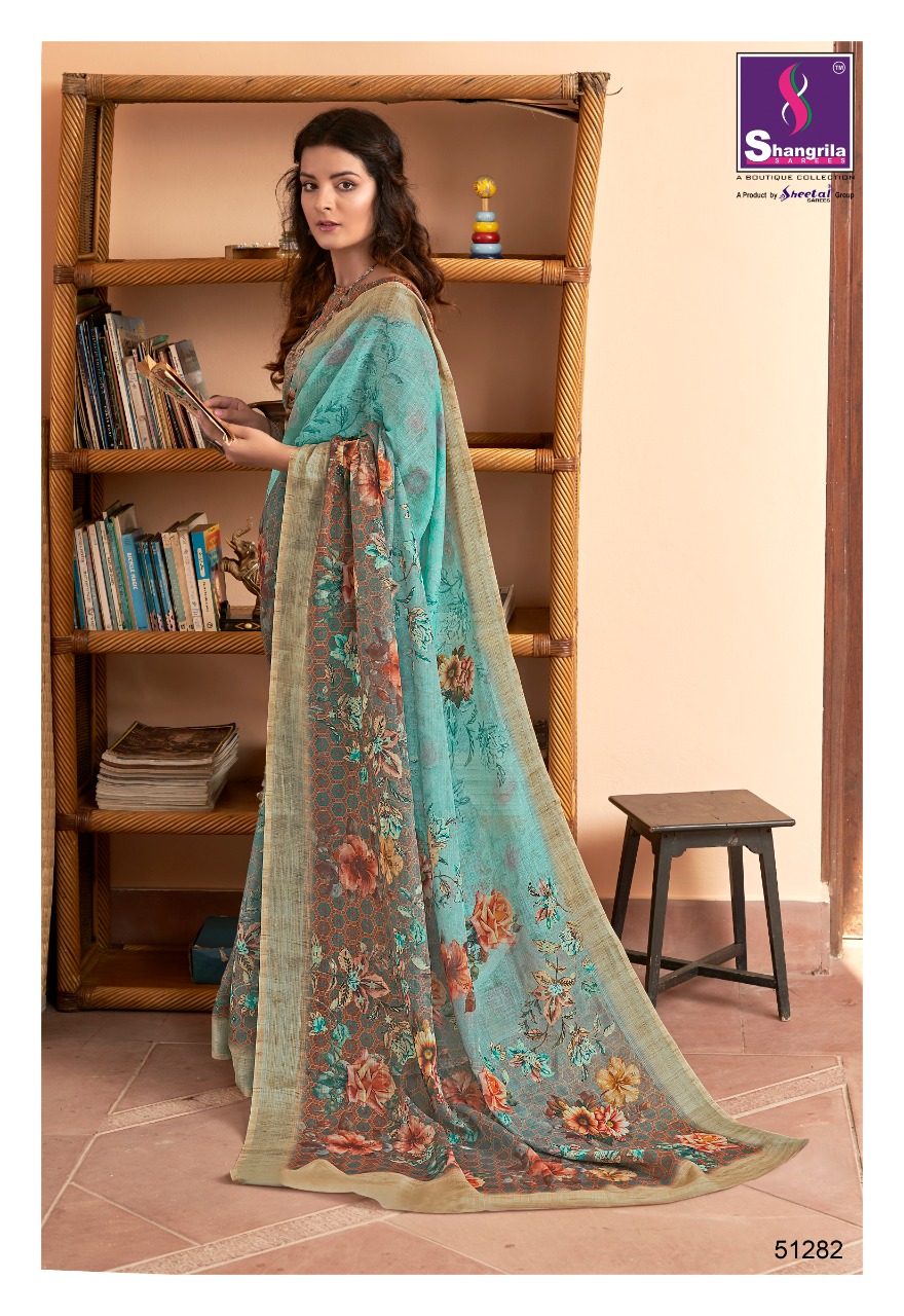 Shangrilla Present Digital Linen Vol 3 Sarees Catalogue