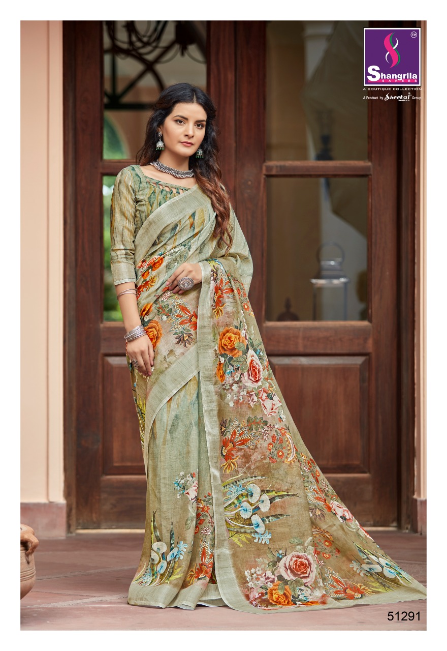 Shangrilla Present Digital Linen Vol 3 Sarees Catalogue