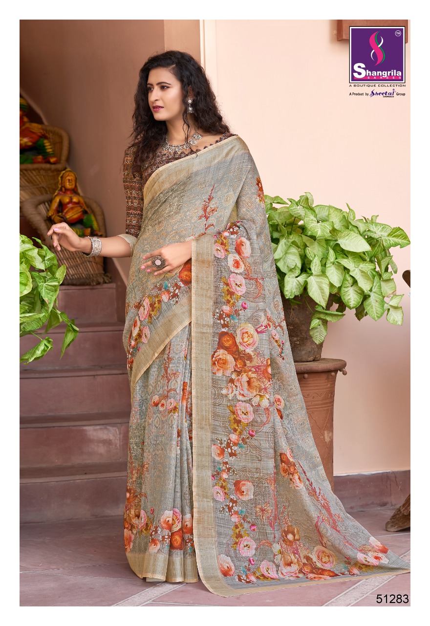 Shangrilla Present Digital Linen Vol 3 Sarees Catalogue