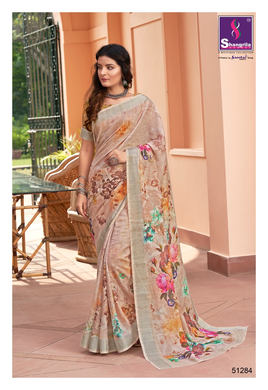 Shangrilla Present Digital Linen Vol 3 Sarees Catalogue