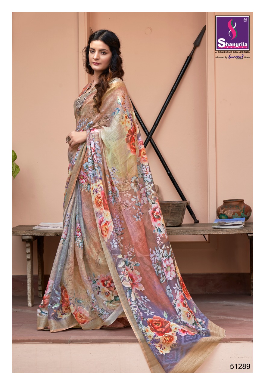 Shangrilla Present Digital Linen Vol 3 Sarees Catalogue