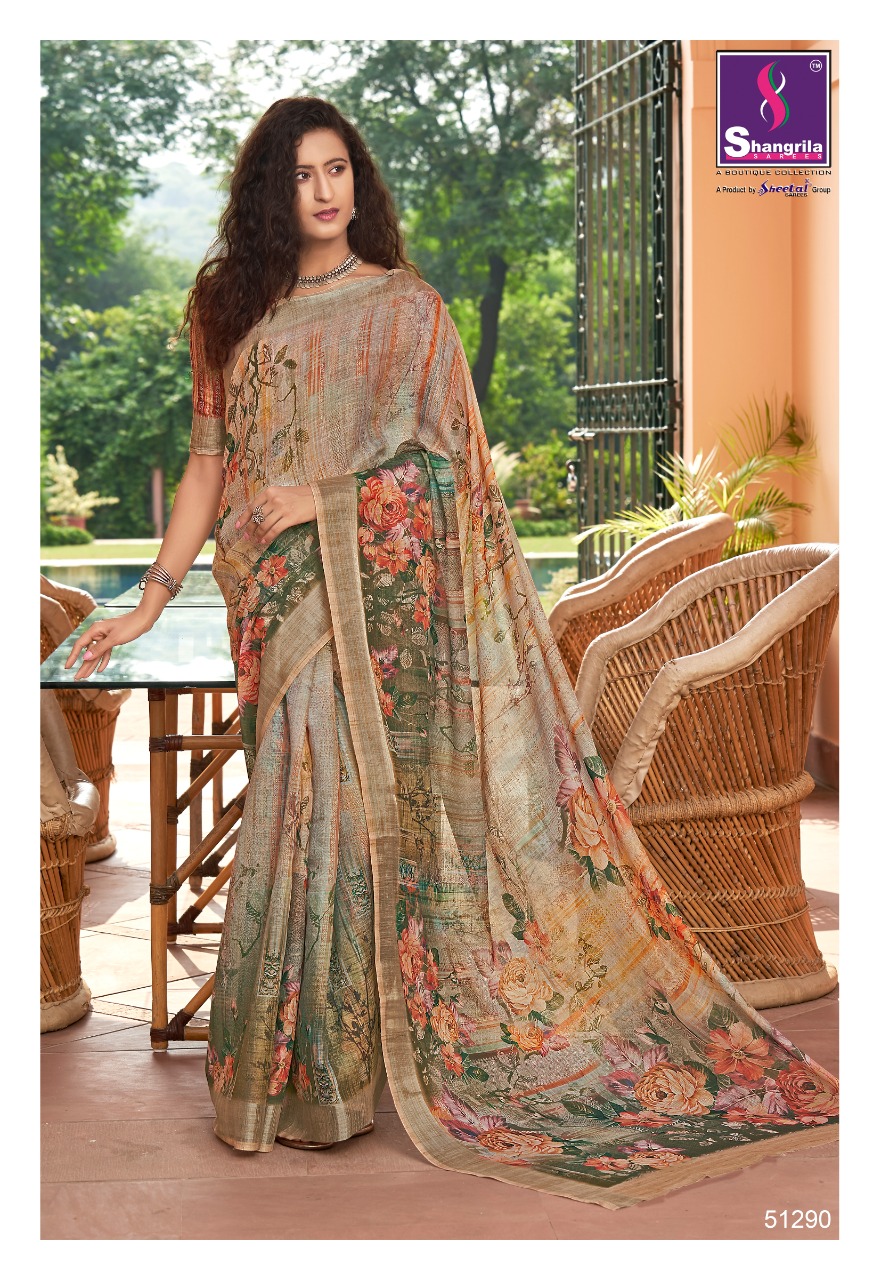 Shangrilla Present Digital Linen Vol 3 Sarees Catalogue