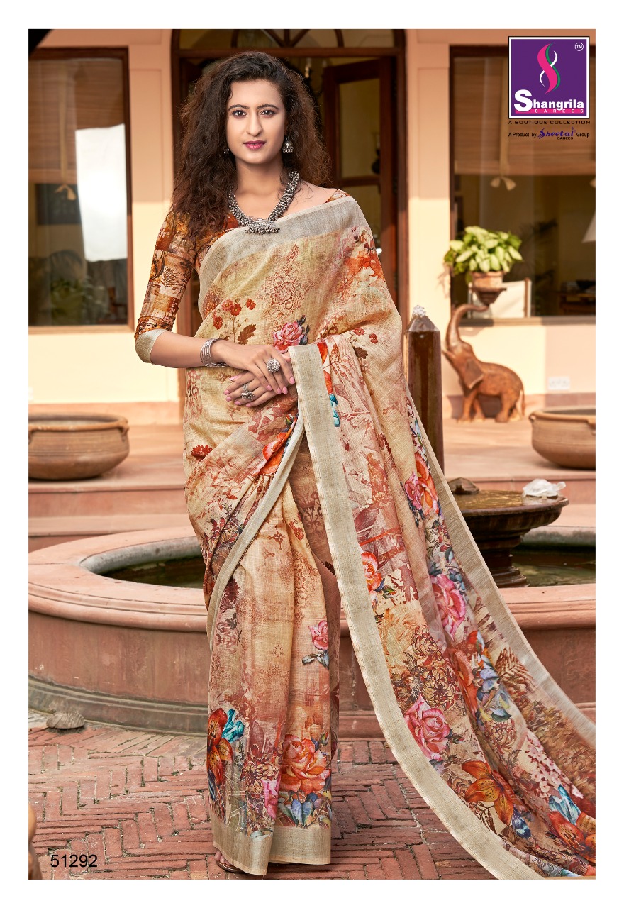 Shangrilla Present Digital Linen Vol 3 Sarees Catalogue