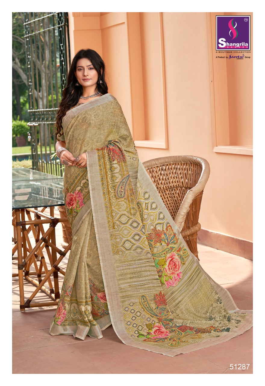 Shangrilla Present Digital Linen Vol 3 Sarees Catalogue