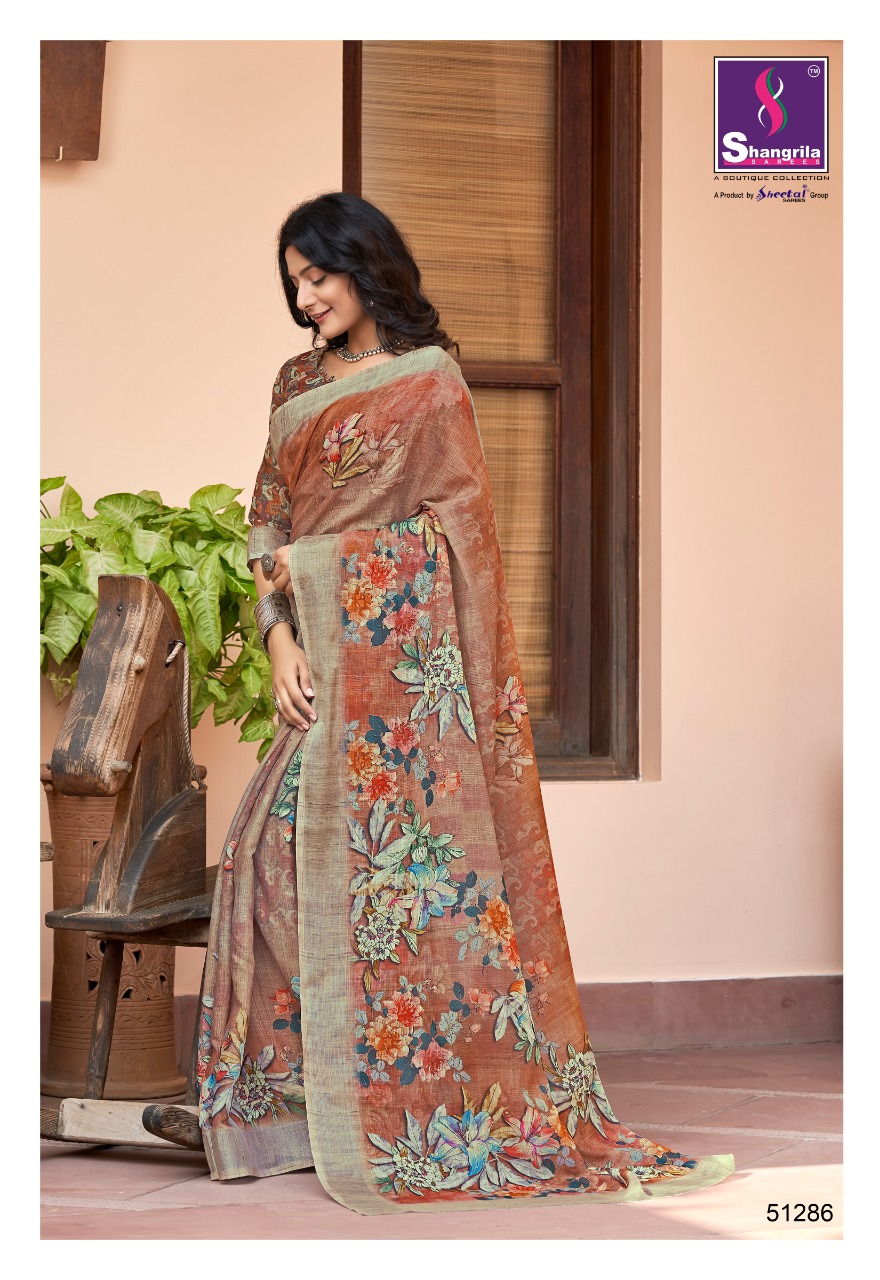 Shangrilla Present Digital Linen Vol 3 Sarees Catalogue