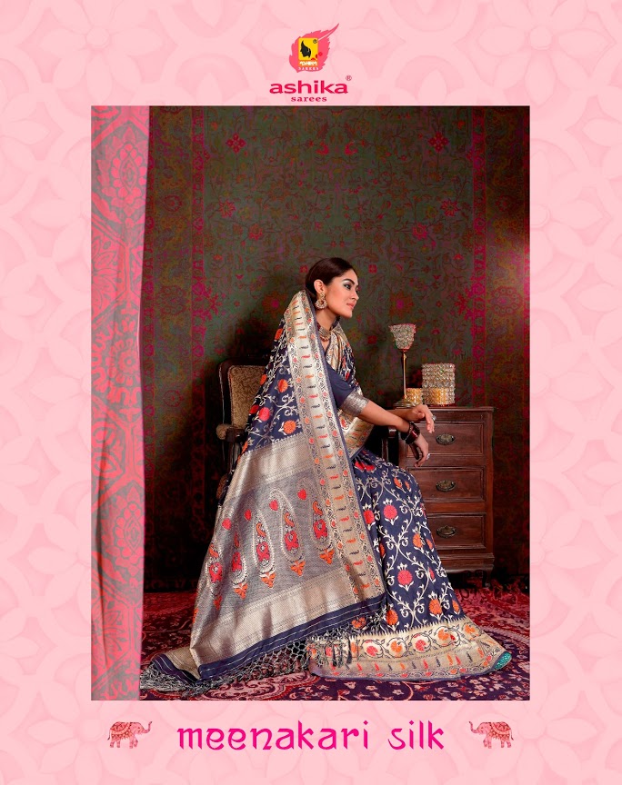 Ashika  Present   Meenakari  Silk  Sarees Catlogue