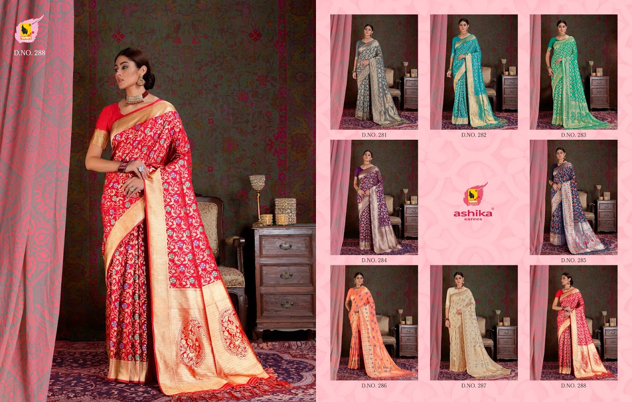 Ashika  Present   Meenakari  Silk  Sarees Catlogue