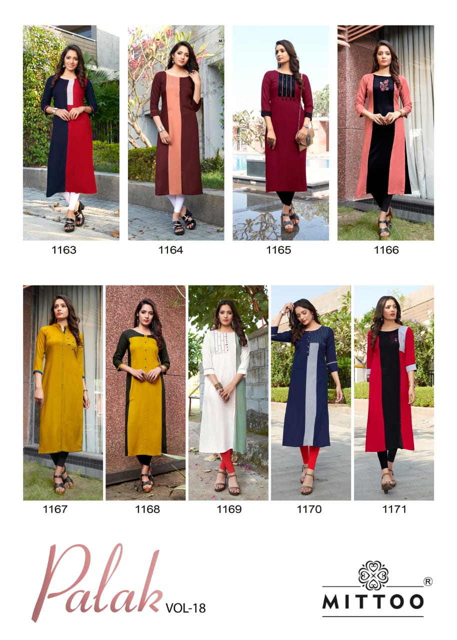 Mittoo Present Palak Vol 18 Kurtis Catalogue