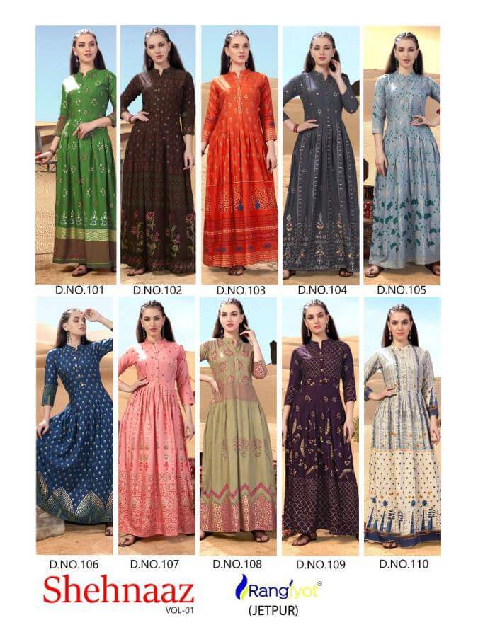 Rangjyoti Present Shehnaaz Vol 1 Gown Style Long Kurtis Collection