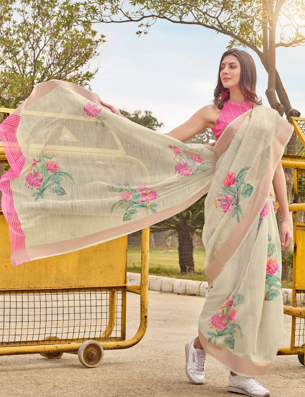 Shangrila Present Jaipuri Linen Vol 3 Sarees Catalogue