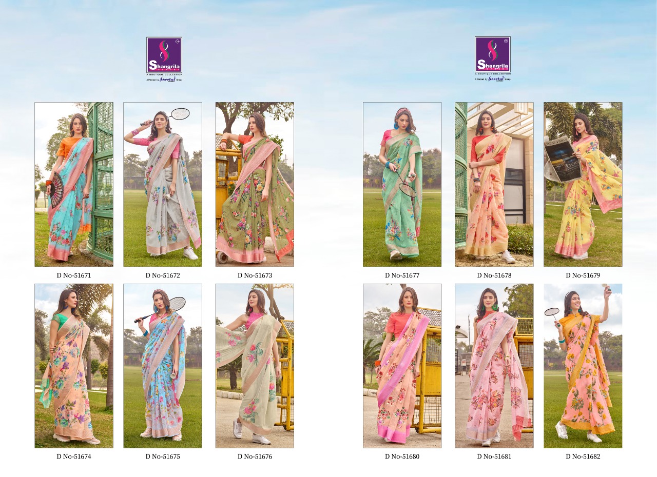 Shangrila Present Jaipuri Linen Vol 3 Sarees Catalogue