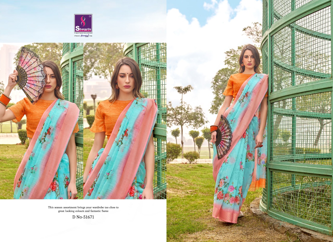 Shangrila Present Jaipuri Linen Vol 3 Sarees Catalogue