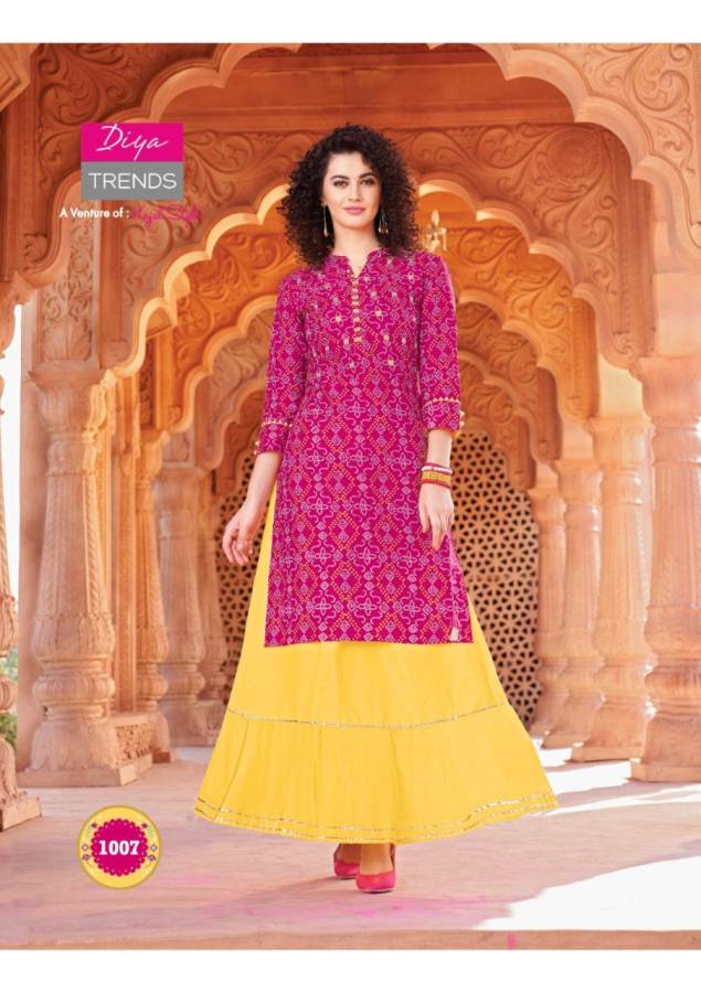 Diya Trends Present Bandhej 1 Kurti With Bottom