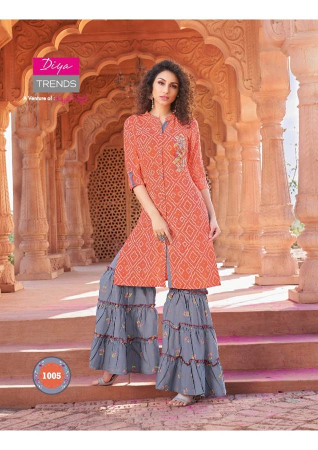 Diya Trends Present Bandhej 1 Kurti With Bottom