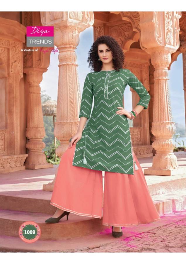 Diya Trends Present Bandhej 1 Kurti With Bottom
