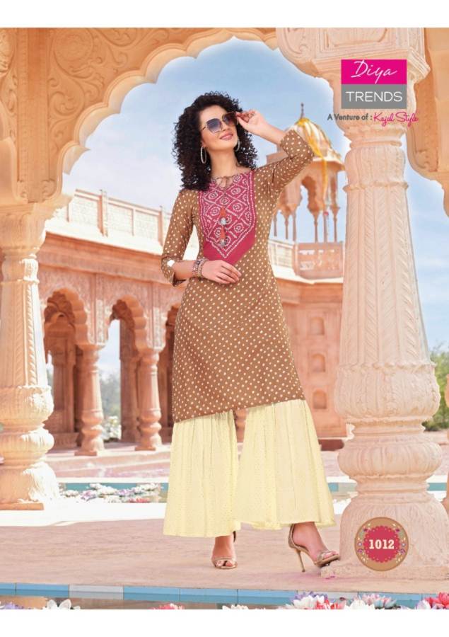 Diya Trends Present Bandhej 1 Kurti With Bottom