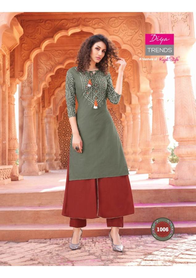 Diya Trends Present Bandhej 1 Kurti With Bottom