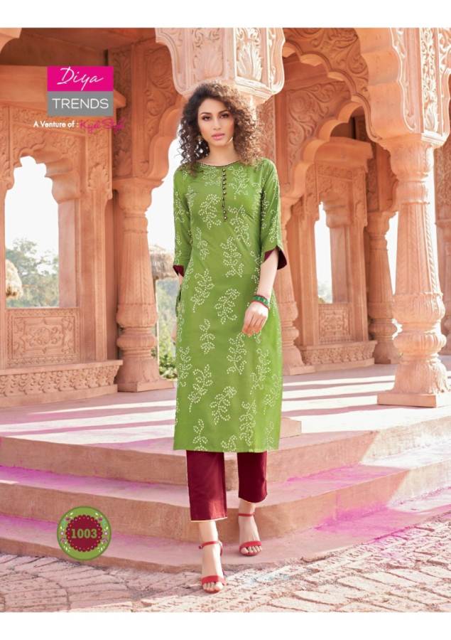 Diya Trends Present Bandhej 1 Kurti With Bottom