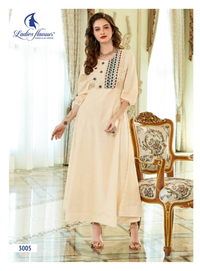 Ladies Flavour Present Miss Gold Long Kurti Collection