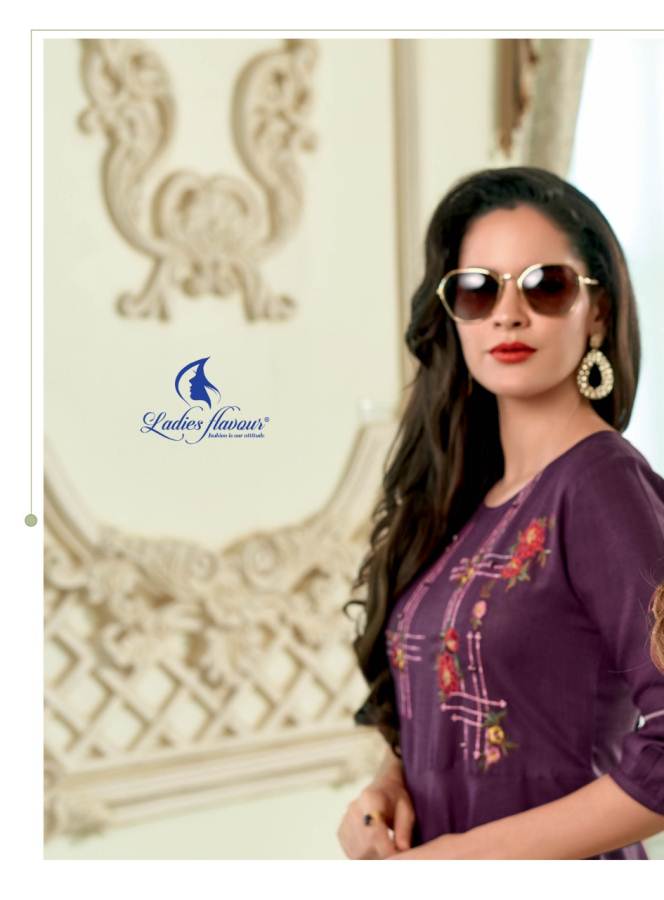 Ladies Flavour Present Miss Gold Long Kurti Collection