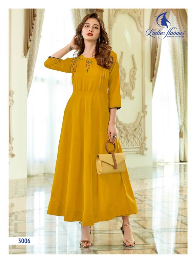 Ladies Flavour Present Miss Gold Long Kurti Collection