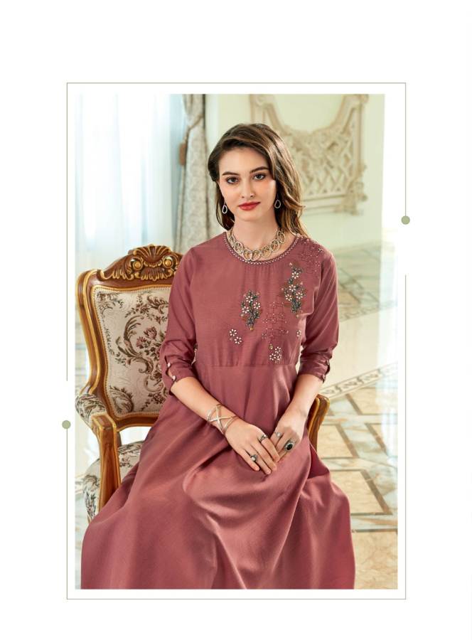 Ladies Flavour Present Miss Gold Long Kurti Collection