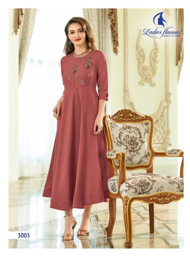 Ladies Flavour Present Miss Gold Long Kurti Collection