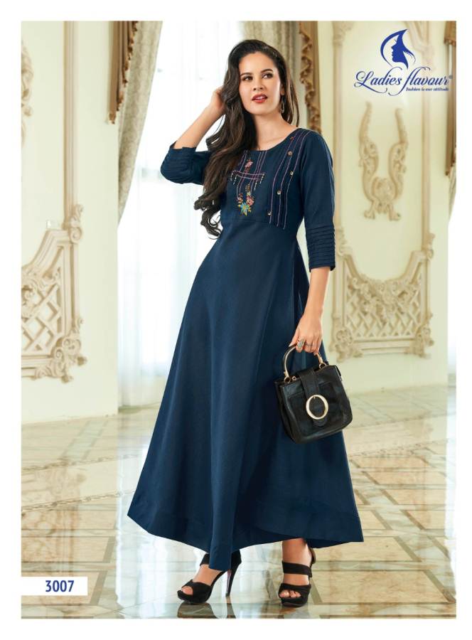 Ladies Flavour Present Miss Gold Long Kurti Collection
