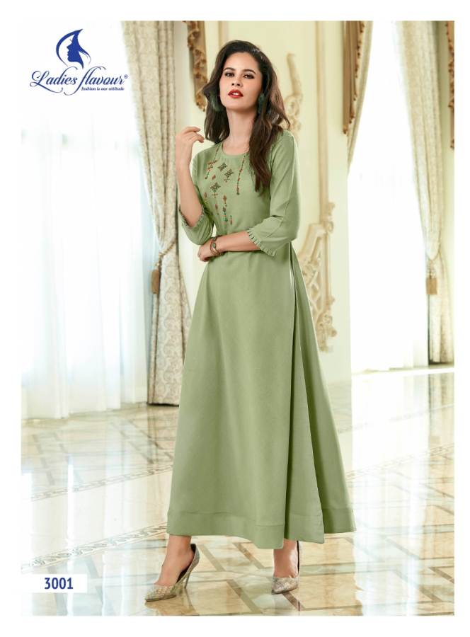 Ladies Flavour Present Miss Gold Long Kurti Collection