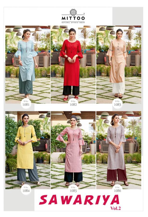 Mittoo Present Saawariya Vol 2 Kurti With Palazzo Collection.