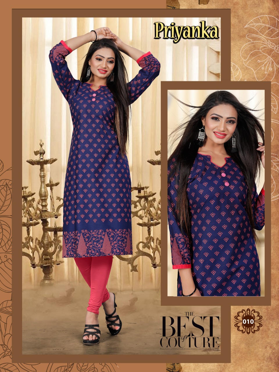 Priyanka Pure Cotton Printed Kurtis Collection.