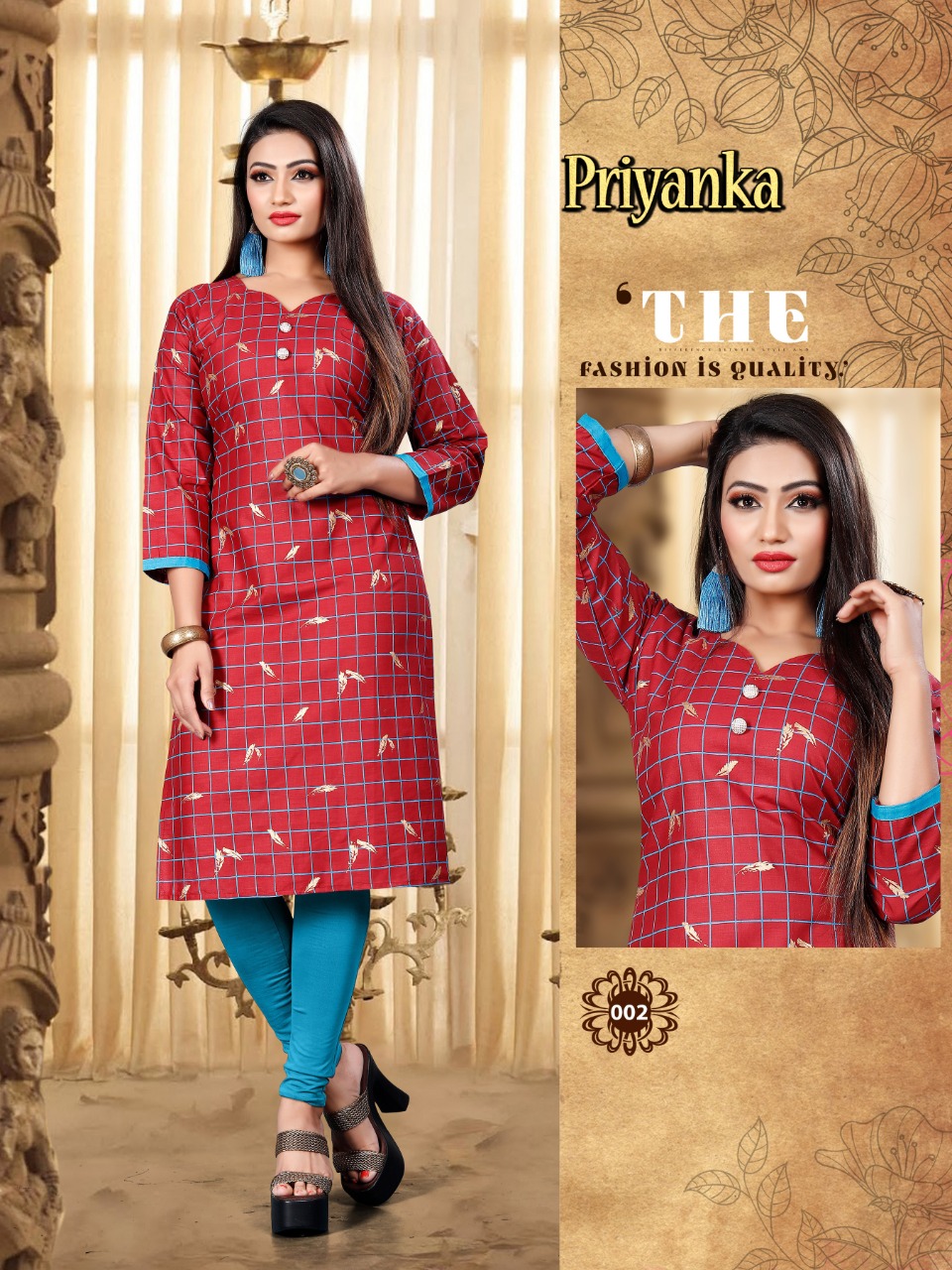 Priyanka Pure Cotton Printed Kurtis Collection.