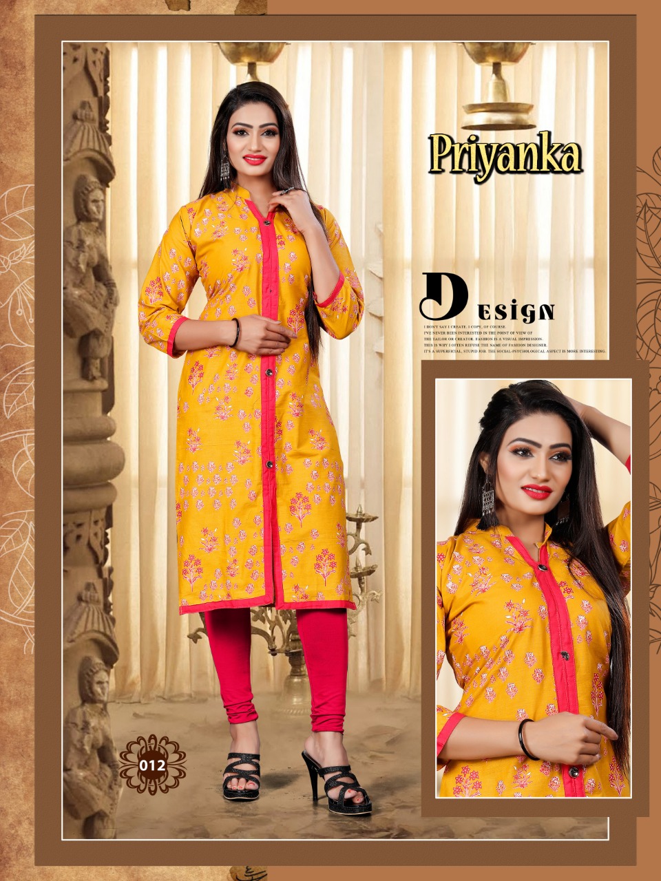 Priyanka Pure Cotton Printed Kurtis Collection.