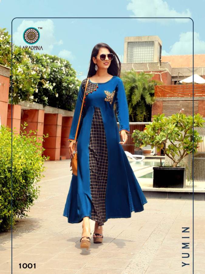 Women's A-Line 3/4th Sleeve Fully Stitched Plain Printed Long Kurti – SVB  Ventures