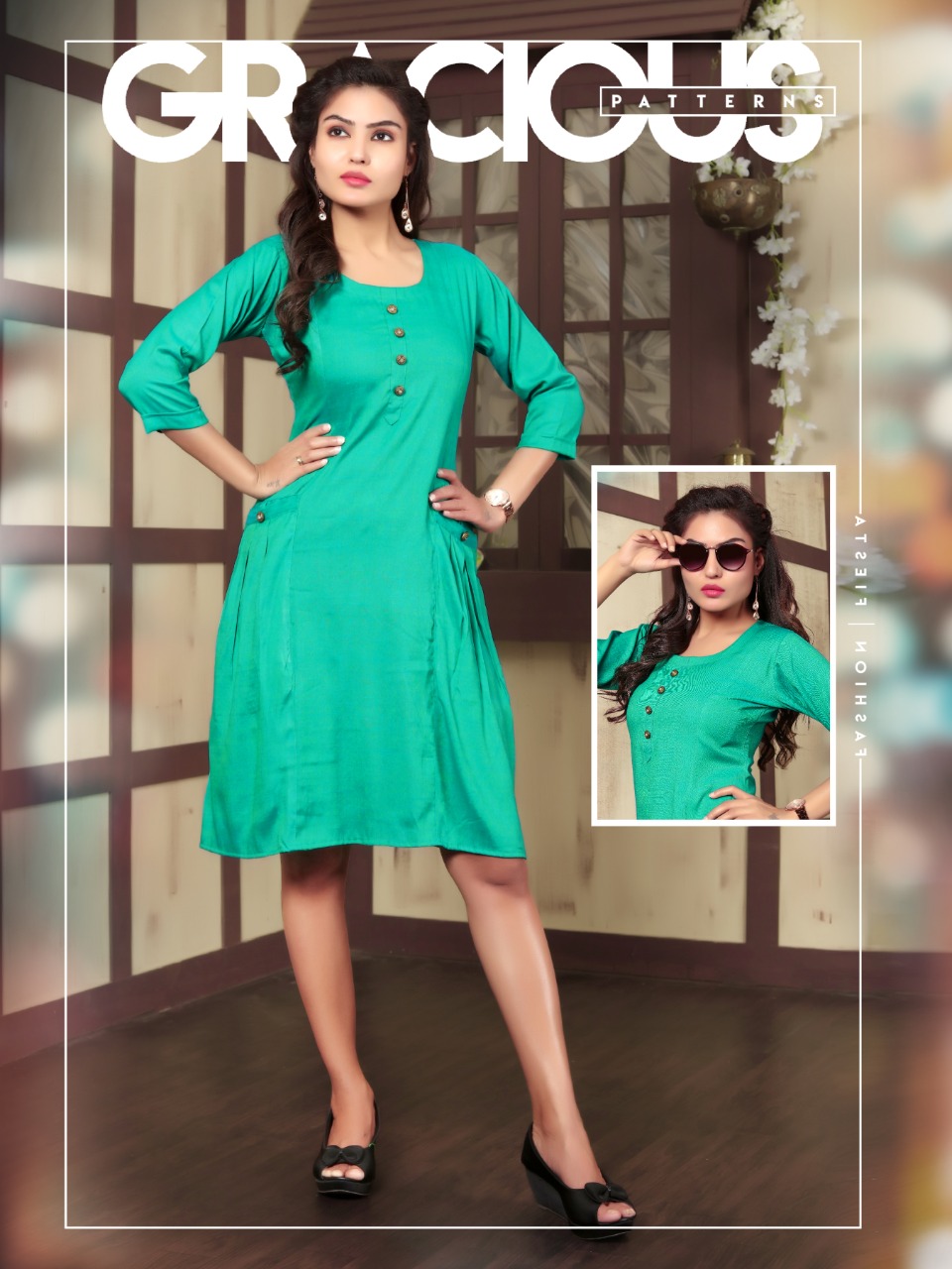 Daisy Two Tone Rayon Round Kurti Collection