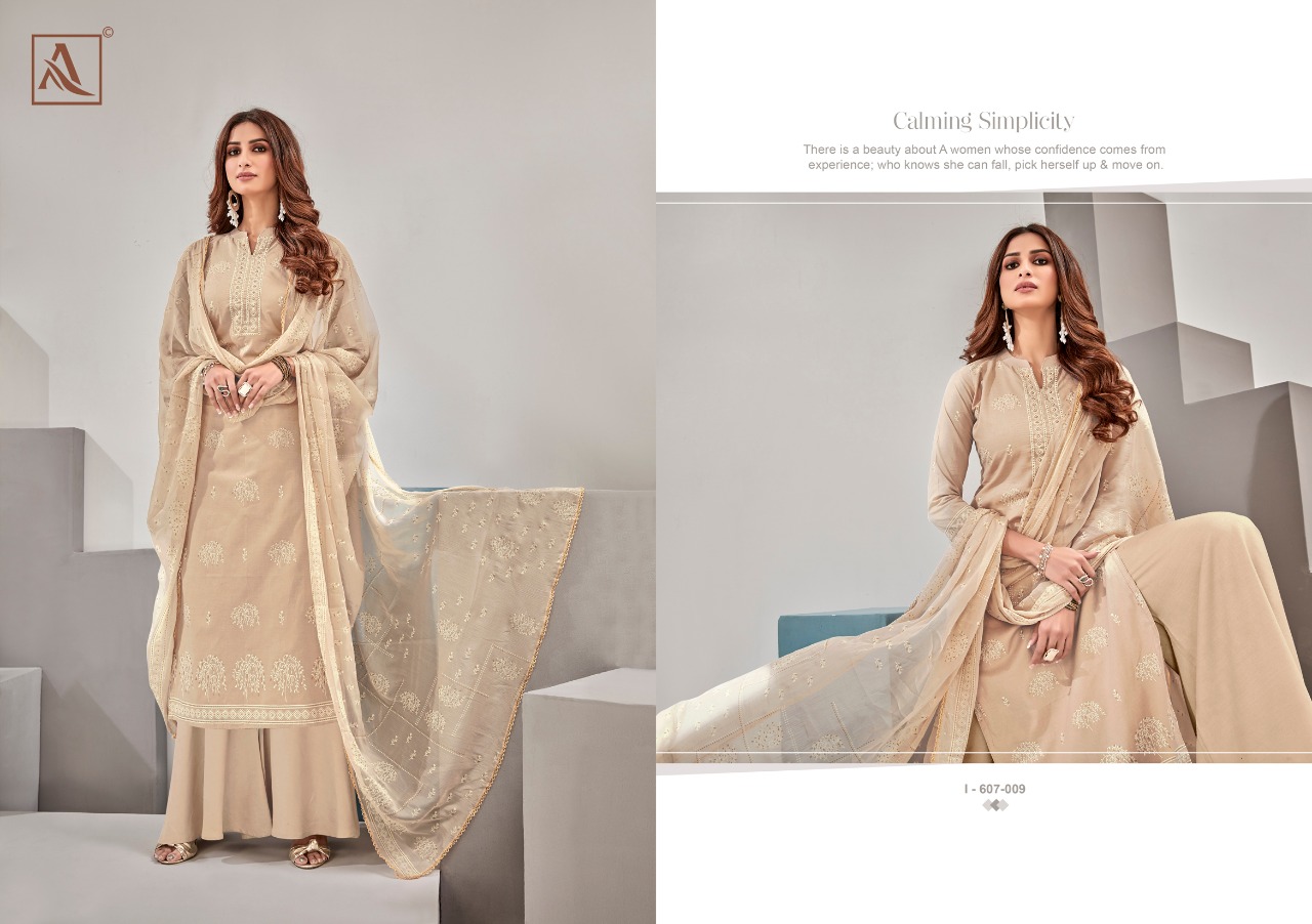 Alok  Present  Bloom Gold Cotton Dress Material