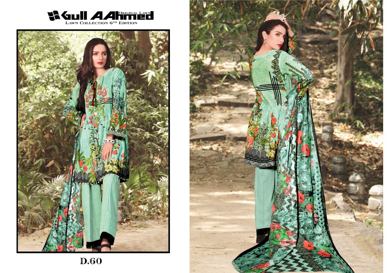 Gul Ahmed Vol 6 Pure Lawn Collection With Mal Mal Dupatta